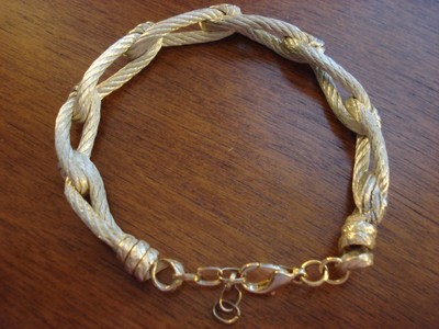 STEVIOS handcrafted woven crocheted copper wire bracelet 24K gold plated 9