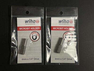 2 Pack Wiha 75802 1/4'' Insert Bit to System 4 Micro Bit Adaptor - Magnetic USA