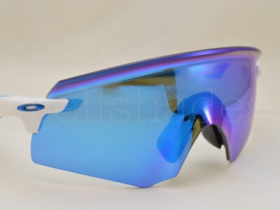 Pre-owned Oakley Encoder (oo9471-05 36) Polished White With Prizm Sapphire Lens In Blue