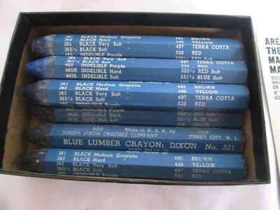 Vintage Lot of 9 Dixon Blue Lumber Carpentry Crayons  521 Blue