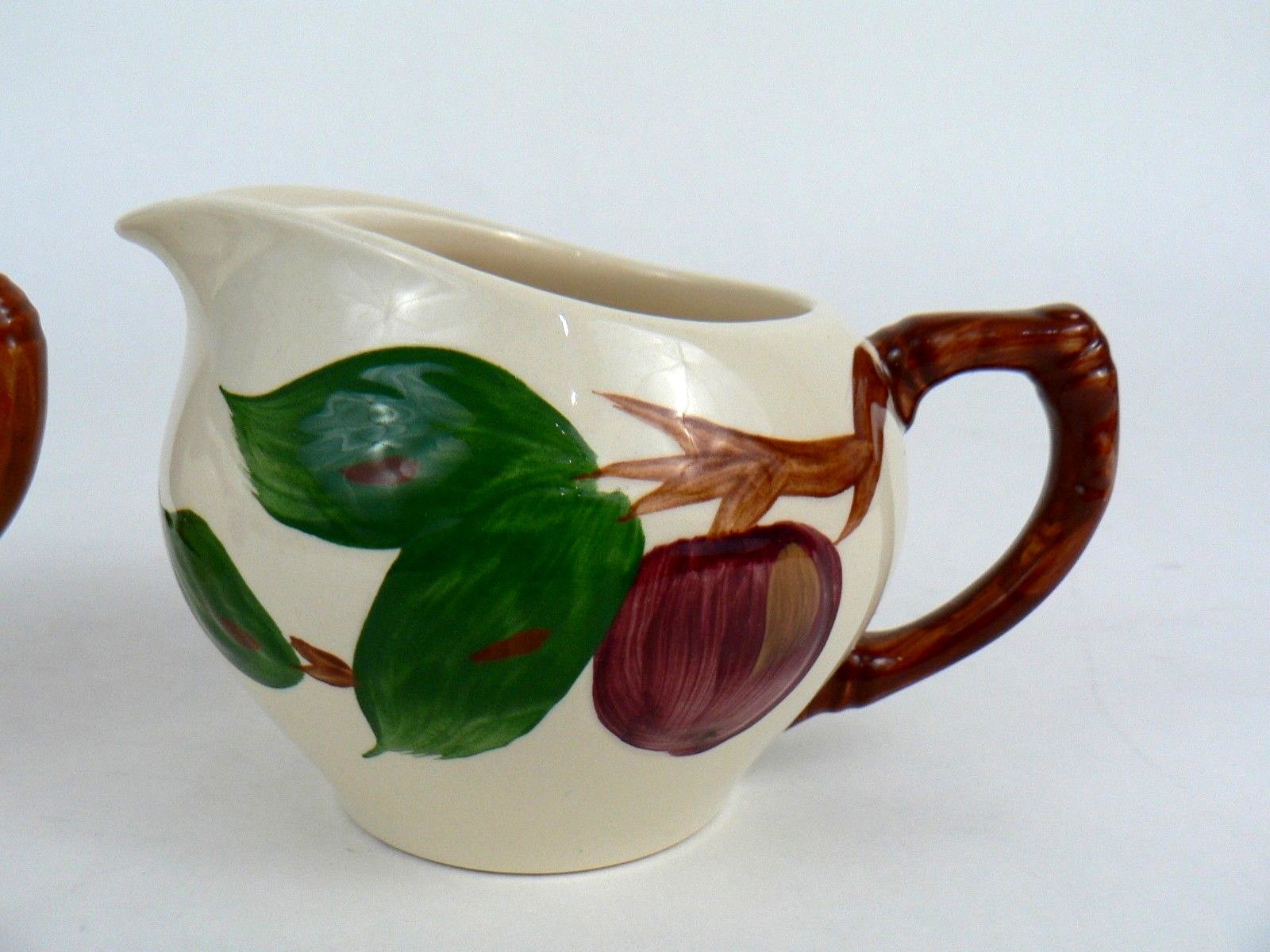 Vintage Franciscan Apple Design Creamer and Sugar Bowl Made in USA