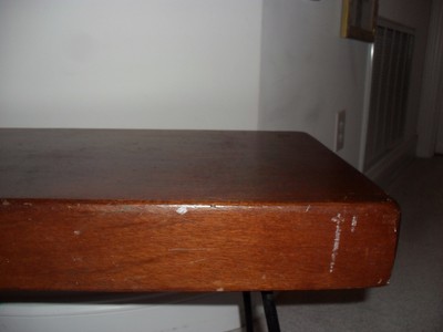 Mahogany Table/Bench Iron Legs Umanoff, Nelson, Eames Knoll Era