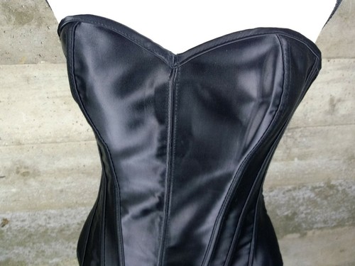 Women's Shirley of Hollywood Black Boned Lace Up Back Side Zipper Corset Sz 36