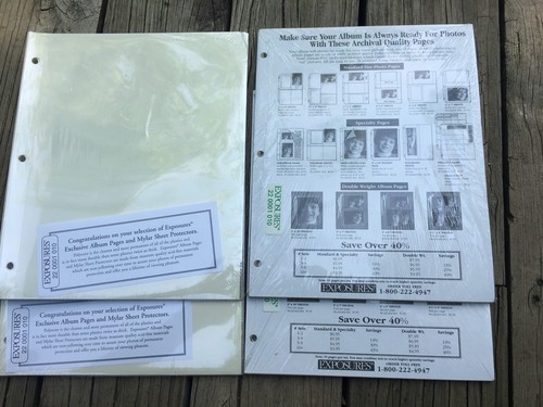 Set of 4 EXPOSURES Album Pages & Mylar 8 x 10 Sheet Protectors Acid Free NEW