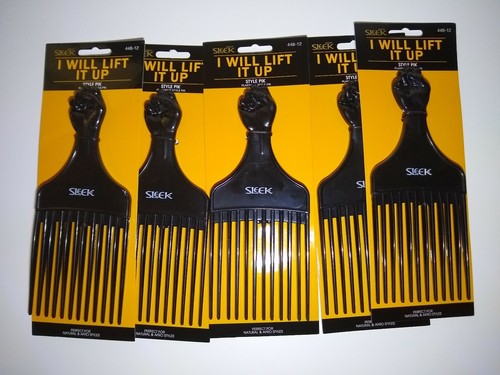 5X Firstline AFRO BLACK FIST PIC PIK PICK HAIR LIFT STLYE COMB Natural&Afro Styl