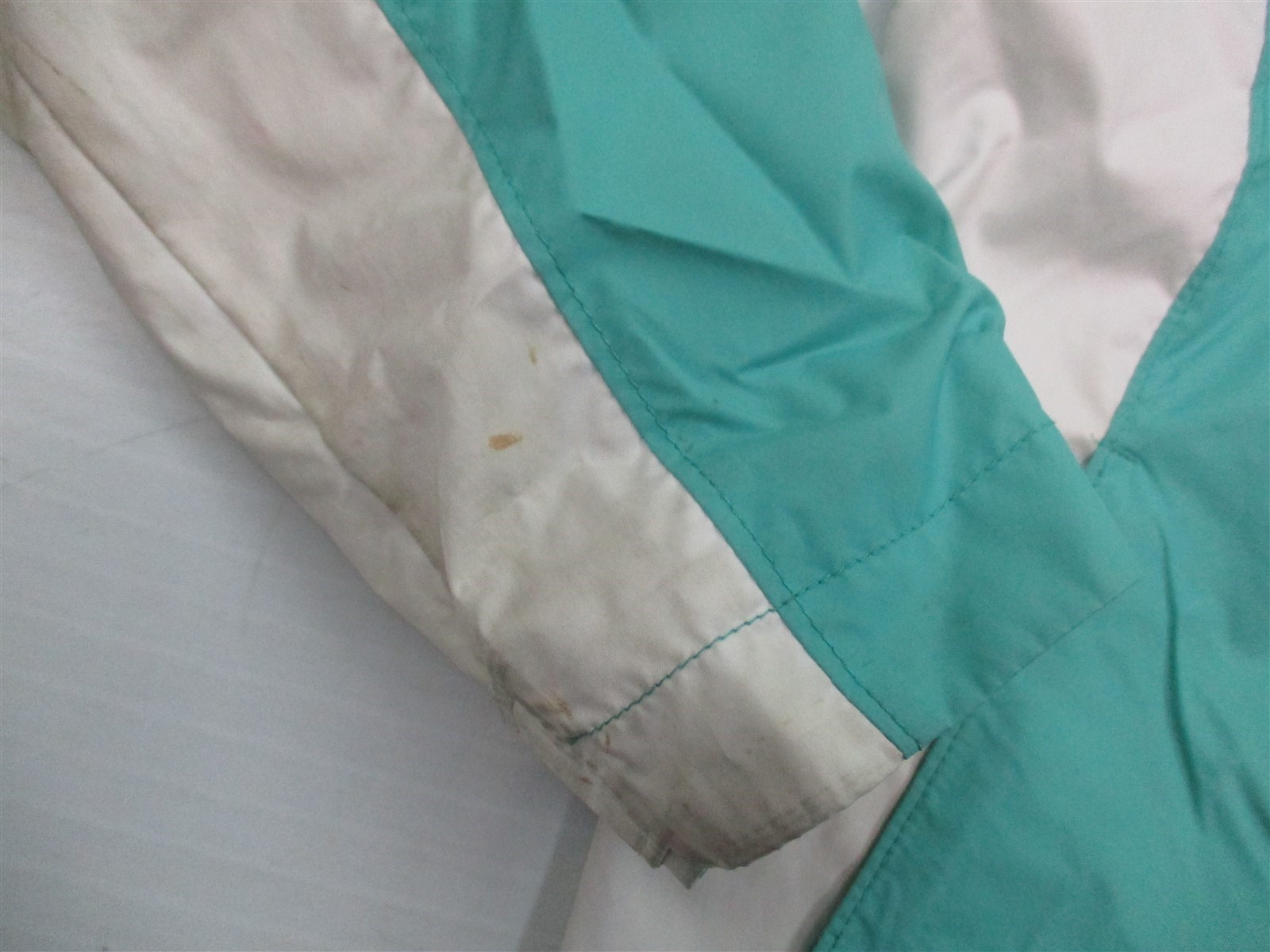 COLUMBIA #K2002 Girls Size M Omni-Tech Lightweight Hooded Aqua Green Rain Jacket