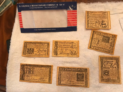 Colonial & Revolutionary Replicated Paper Currency Set 1773-1781 Vintage Set A