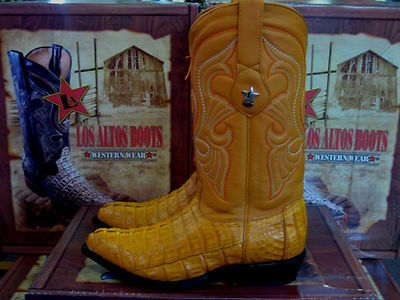 Pre-owned Los Altos Boots Los Altos Women Buttercup Genuine Crocodile Tail Western Cowboy Boot (m) L091021 In Yellow