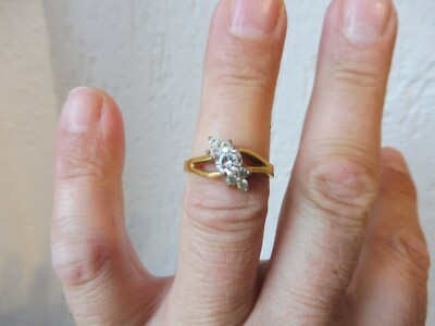 Belle Bague, Plaqué Or, Avec Sol Pierres, avec Tampon: Es