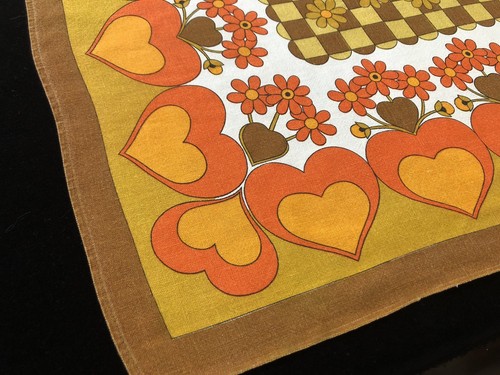 Vintage 1970's German 100% Cotton Kitchen Tea Towel; Orange Brown Ochre (RF920)