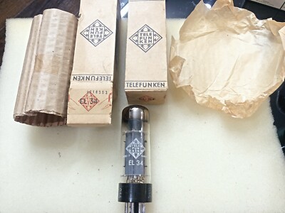 Telefunken EL34 6CA7 Brown Base OO getter, Wing plates Sealed Opened