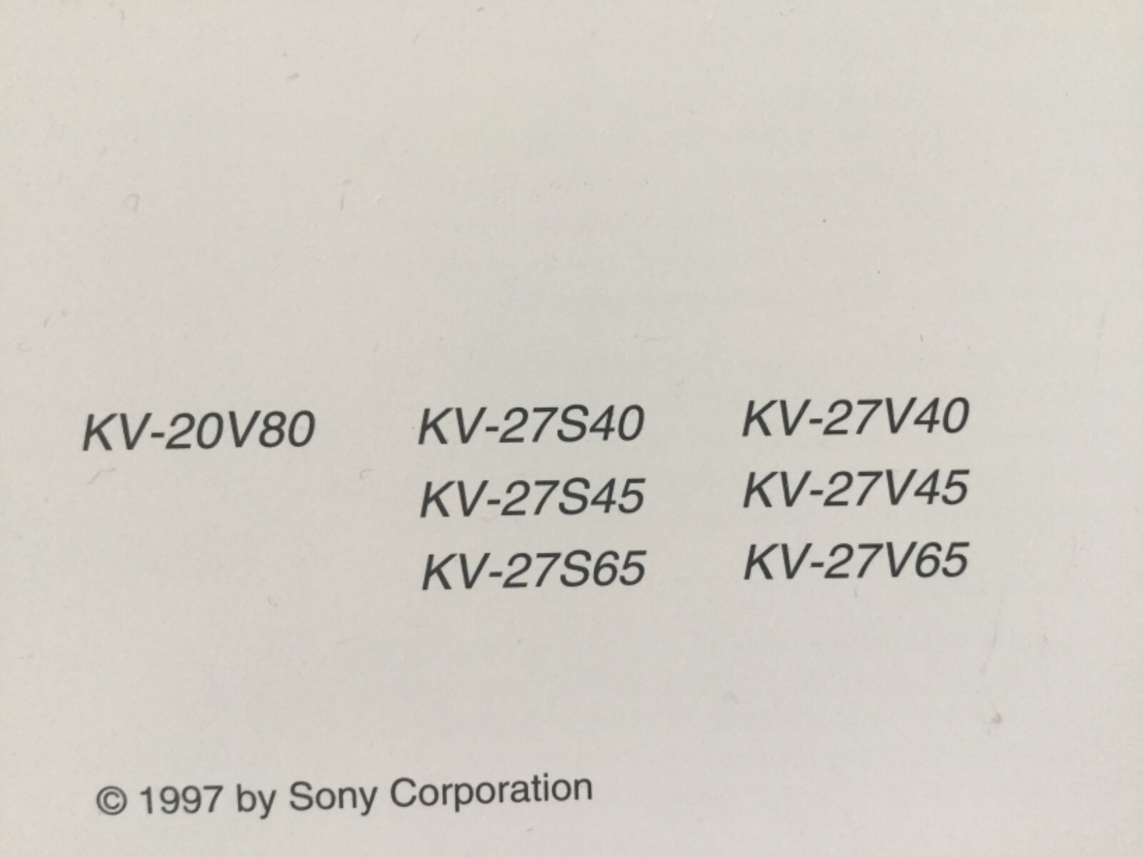 Sony Triniton Color TV Operating Instructions Manual KV-Series 1997-Free Ship