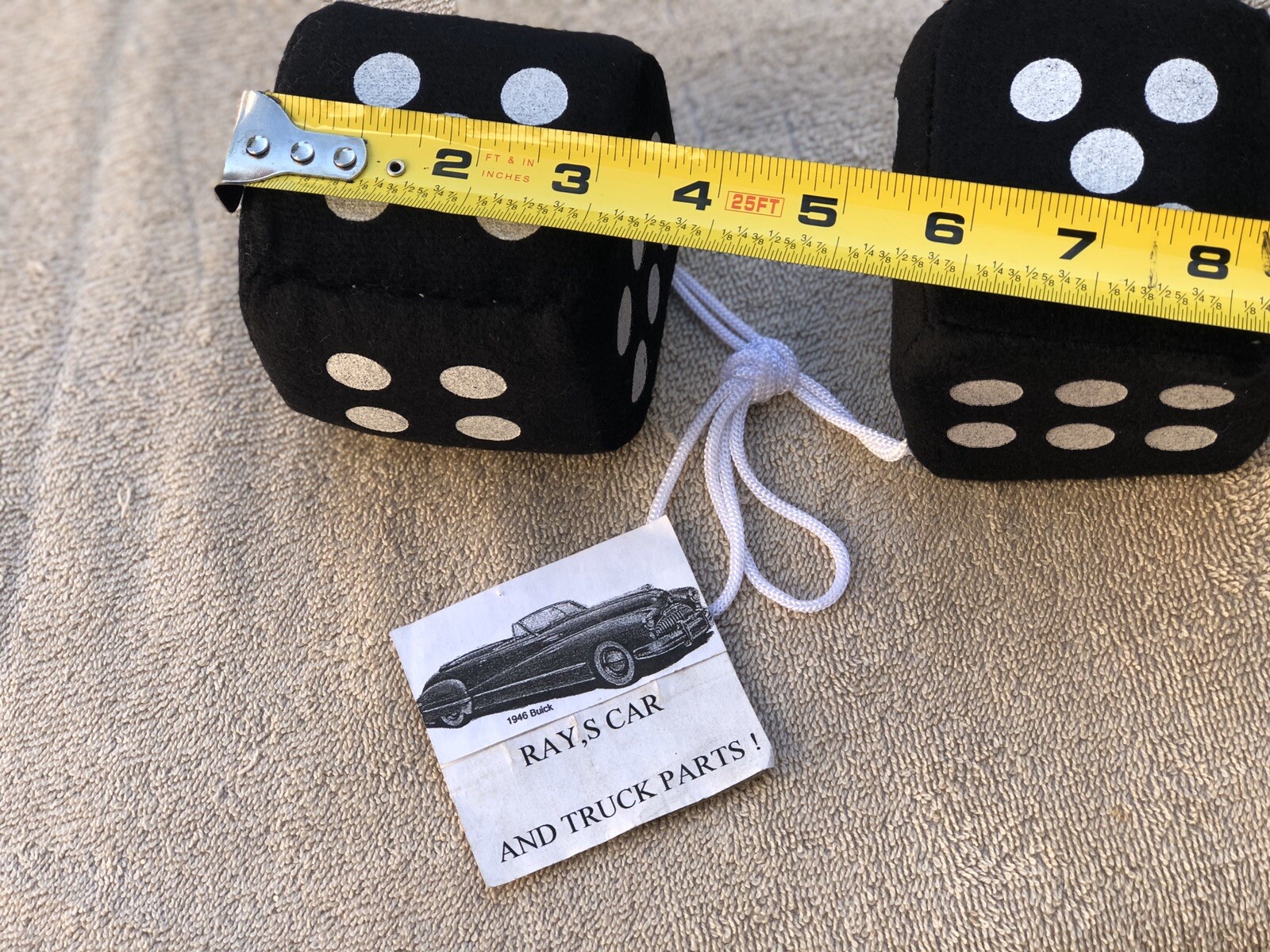 NEW PAIR OF BLACK FUZZY DICE ! ! CAR / TRUCK / BIKE !