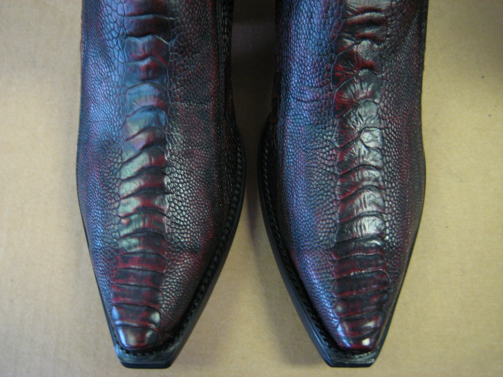 Pre-owned Los Altos Boots Los Altos Cherry Genuine Snip Toe Ostrich Leg Western Cowboy Boot (d) 940518 In Cherry Black