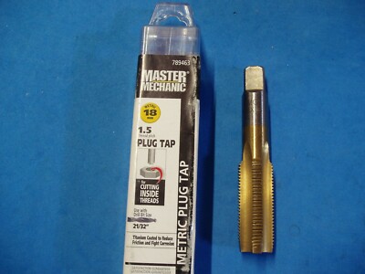 18MM 1.5 THREAD PITCH MASTER MECHANIC METRIC PLUG TAP USES 21/32'' DRILL BIT SIZE