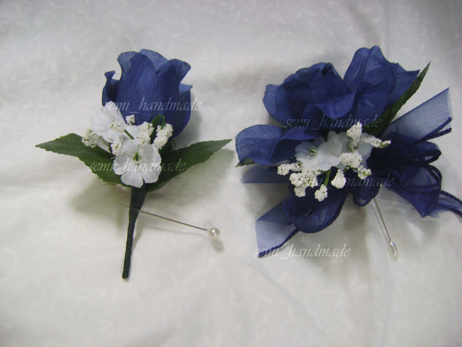 Navy Blue~Open Rose Pin Corsage~Boutonniere~wedding~Prom