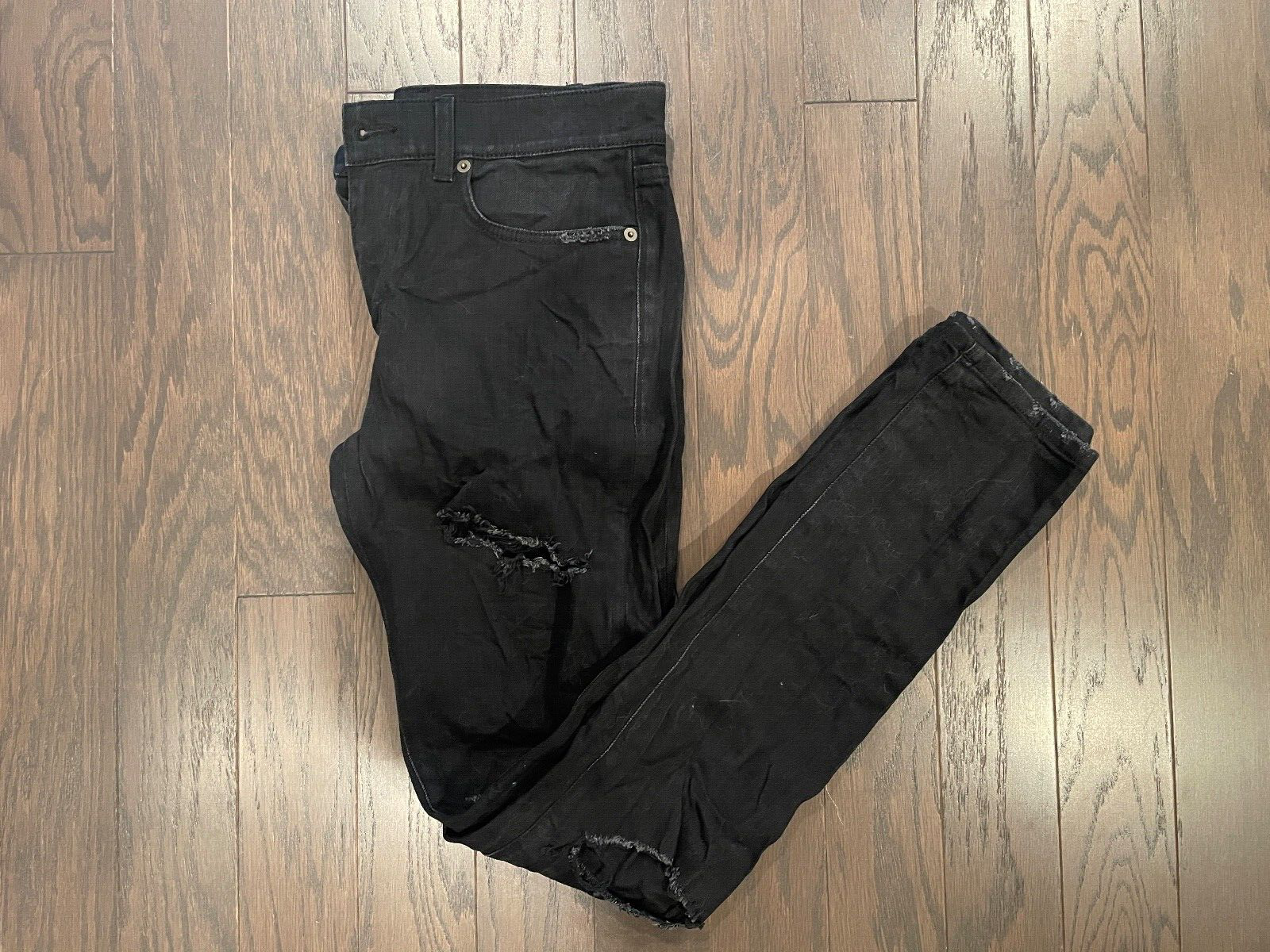 

Yves Saint Laurent YSL Ripped Denim Slim Fit Джинсовые брюки черные мужские, Черный
