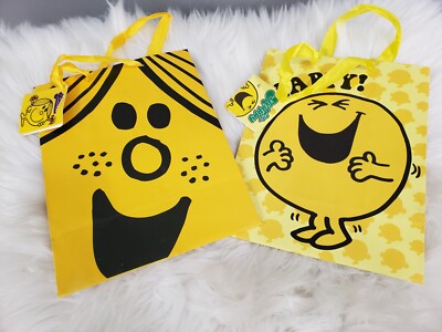MR HAPPY SUNSHINE MR MEN LITTLE MISS SMILEY FACE GIFT BAGS lot of 2 party favor
