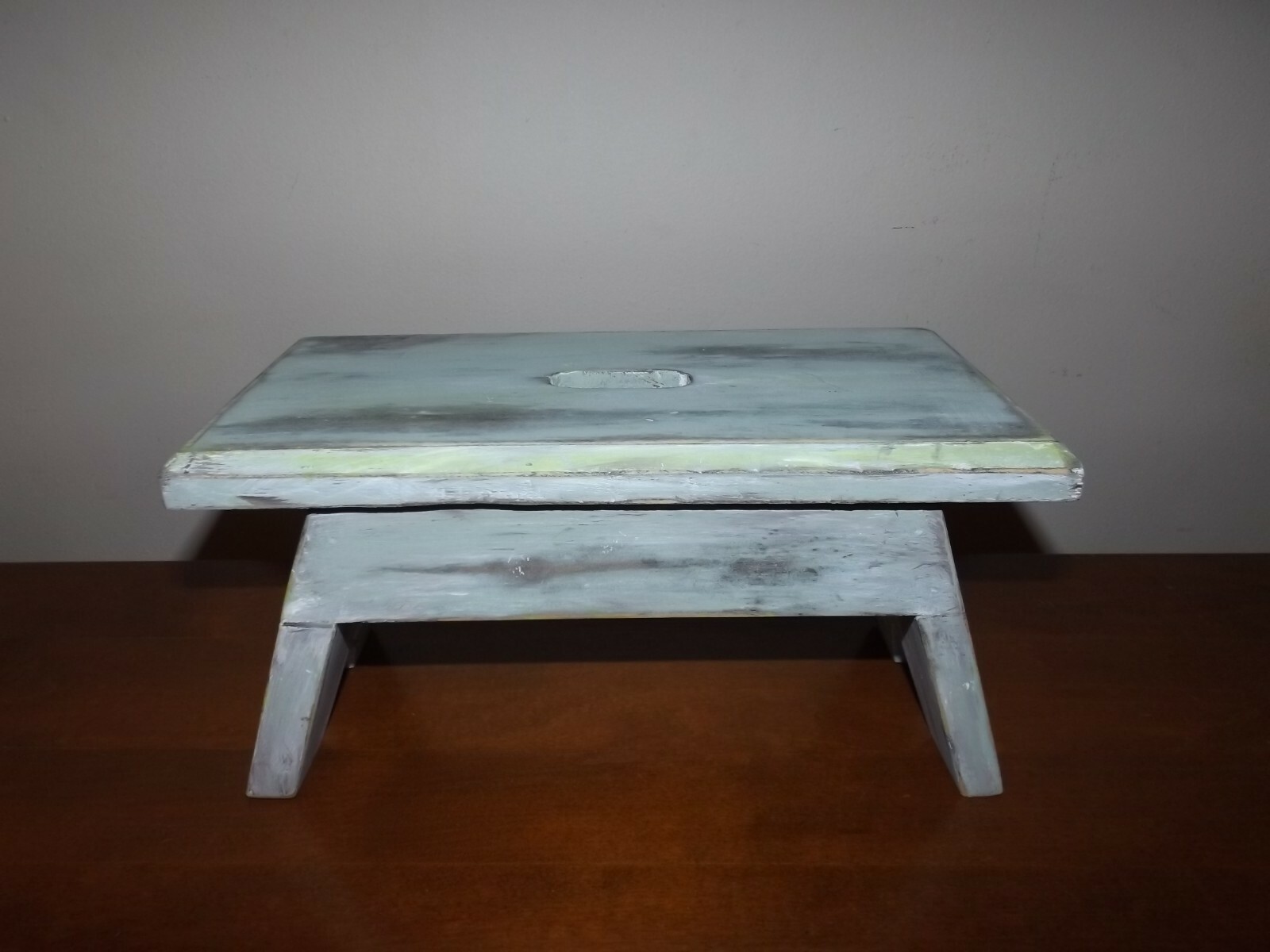 Small Primitive Painted Wood Stool Rustic Farm House Country Decor