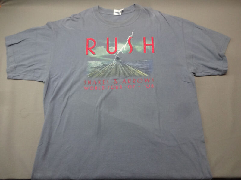 RUSH Grey Snakes & Arrows World Tour 2007 Shirt Size XL NM Geddy Lee Neil Peart