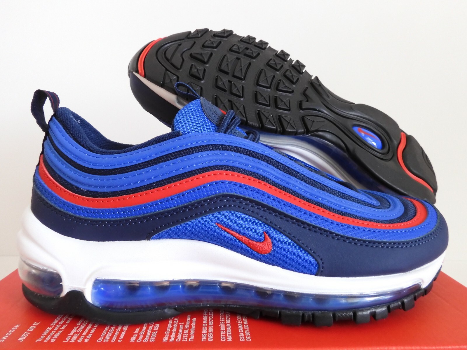 靴 NIKE AIR MAX 97 NIKE AIR MAX 97 (GS) GAME ROYAL BLUE-UNIVER RED SZ 5Y-WOMENS