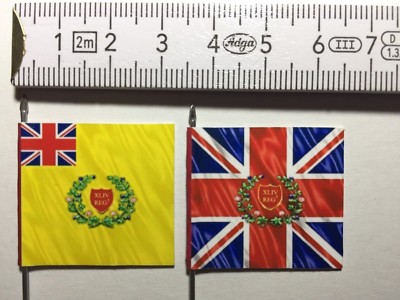 219) 2x 25/28mm British Napoleonic Flags Waterloo 1815 44th Regt East Essex