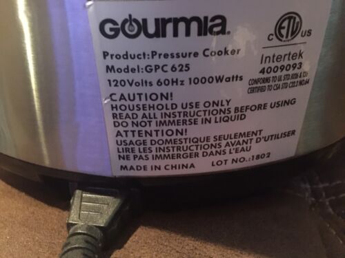 New! Gourmia GPC965 6 Qt Digital SmartPot Multi-Function Pressure Cooker No Box