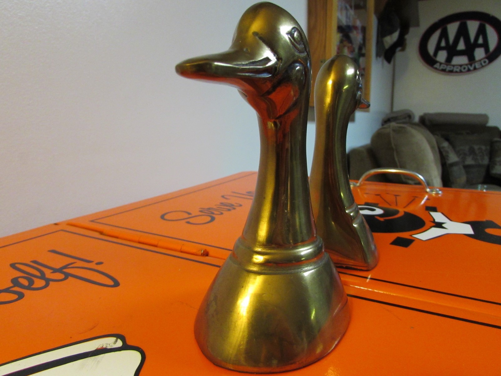 Vintage Duck Brass Colored Book Ends