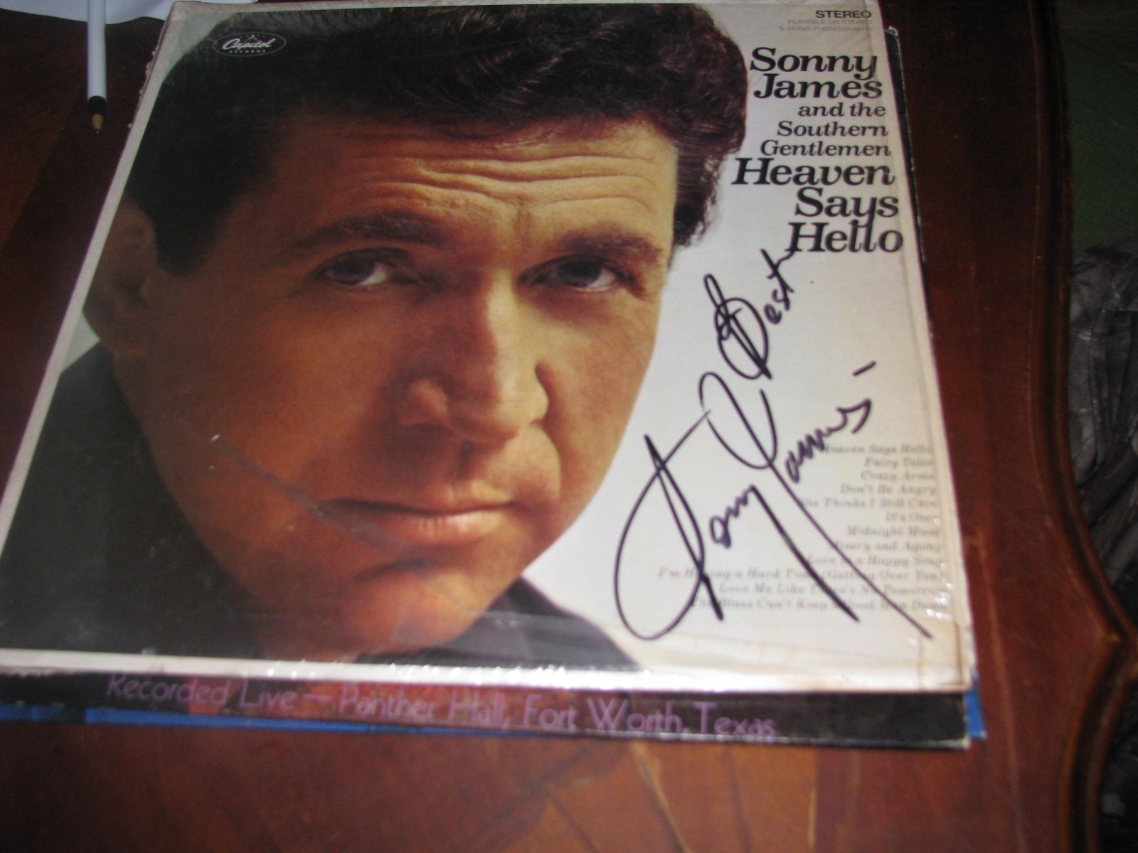 Sonny James  Heaven Says  Hello   33 record  Signed  autographed