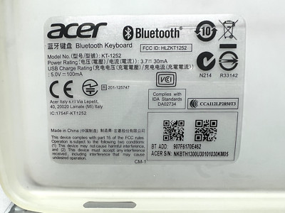 Bluetooth Keyboard Dock and Tablet Case KT-1252 Silver for Acer Iconia Tab W700
