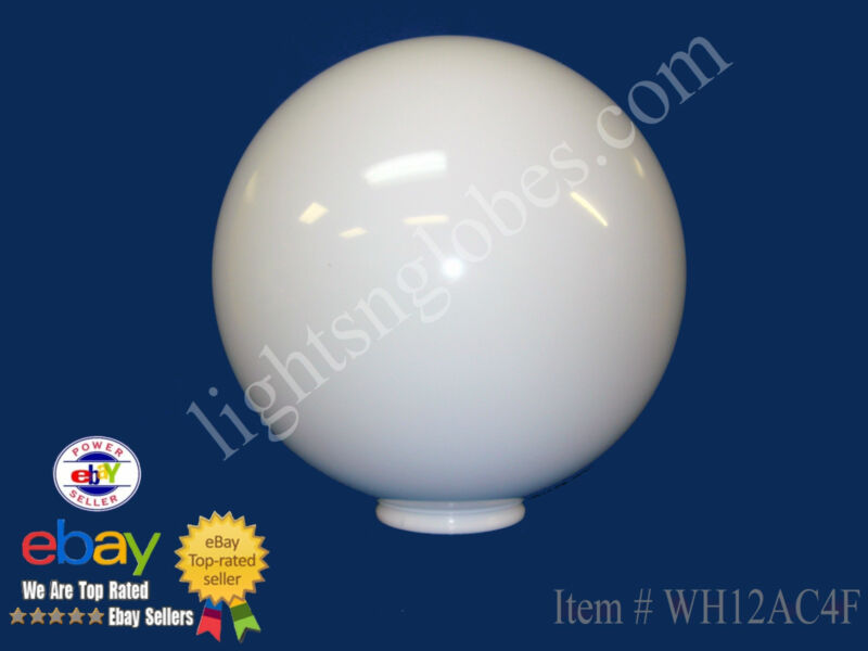 12" White Round Plastic Acrylic Globe Outdoor Light Fixture Lamp Sphere Diffuser