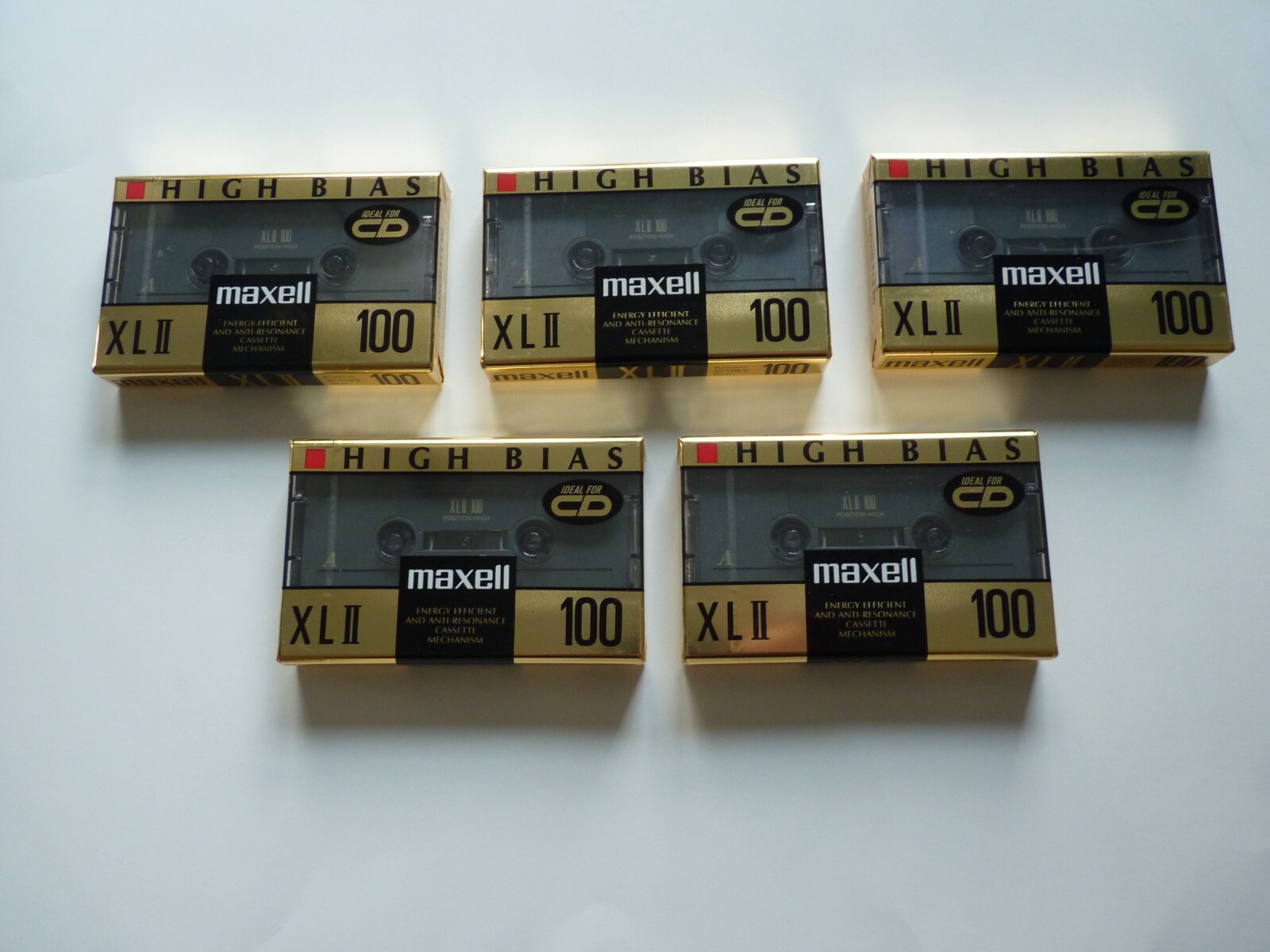Lot of 5 Maxell XLII 100Minute High Bias Audio Cassette Tapes Sealed