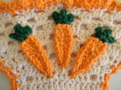 oh JOY! Easter Handmade Crochet Dishcloths (1) 100% Cotton 'Basket of Carrots