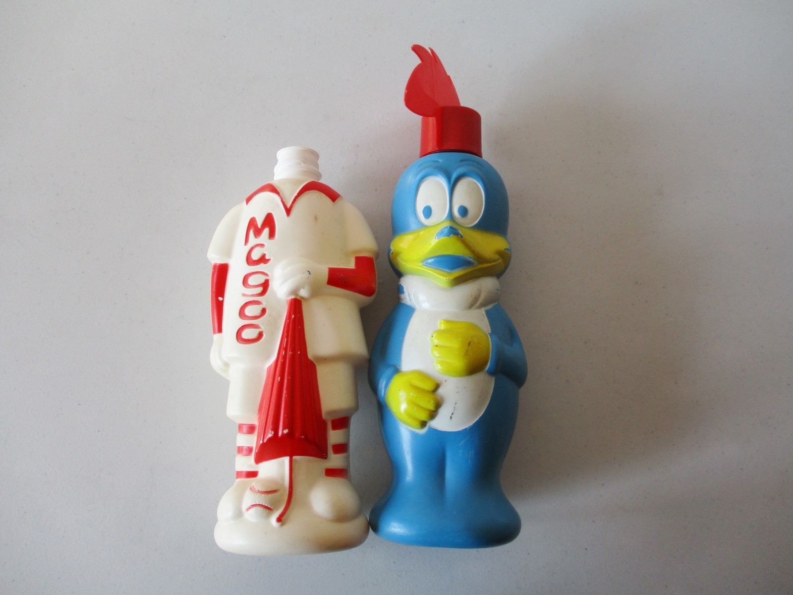 2 Vintage 1960's Soaky Bubble Bottles- Woody Woodpecker & Mr Magoo Body
