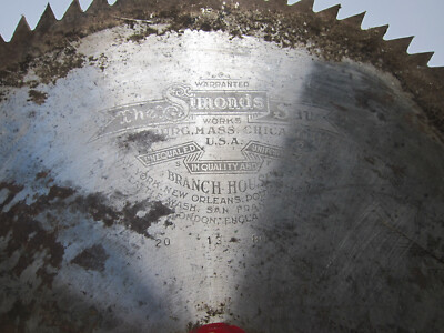 The Simonds Saw Works Original 20''  Diameter Saw Blade from 1918 (?) Never Used