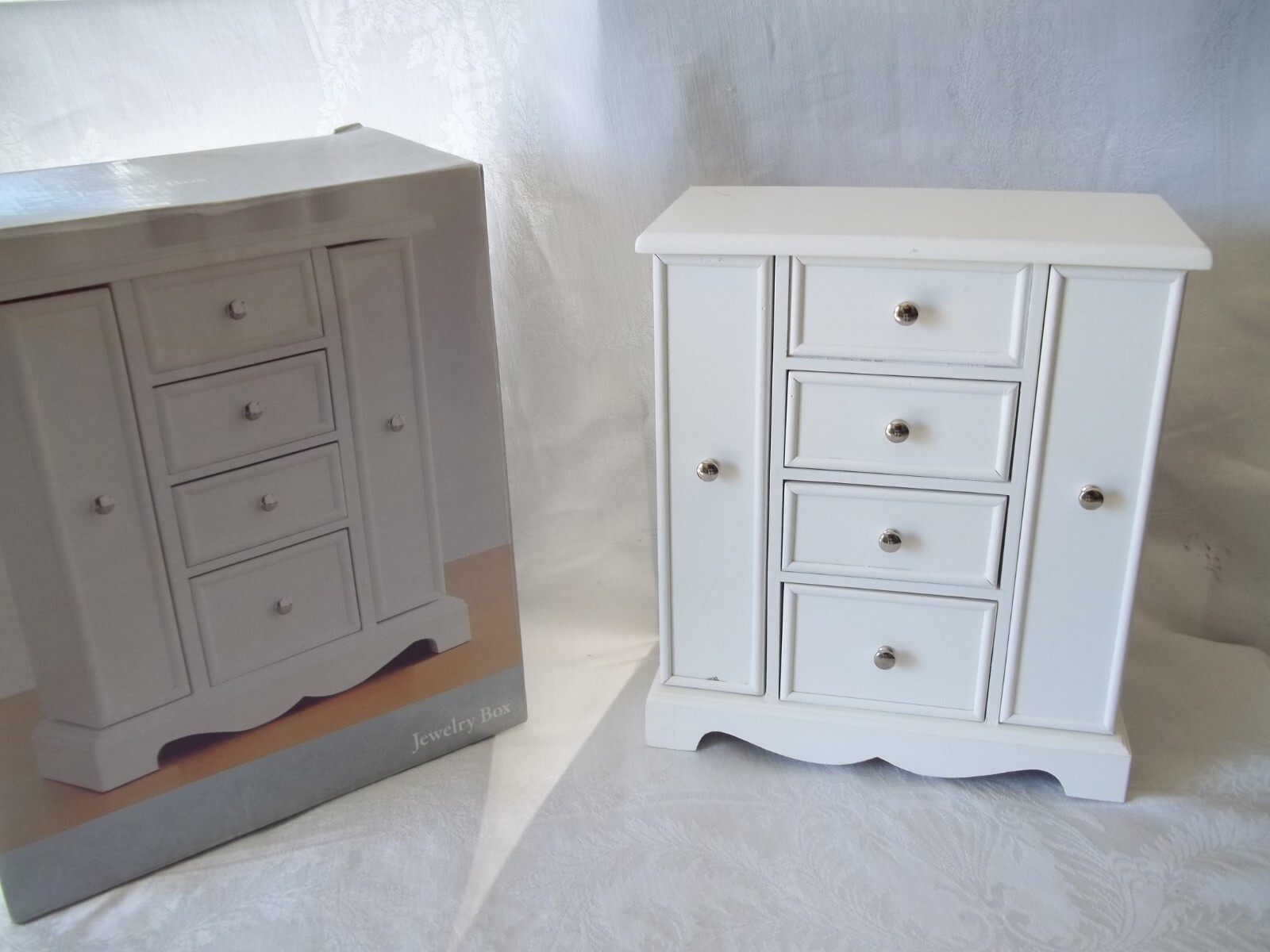 Wooden jewelry box white discount