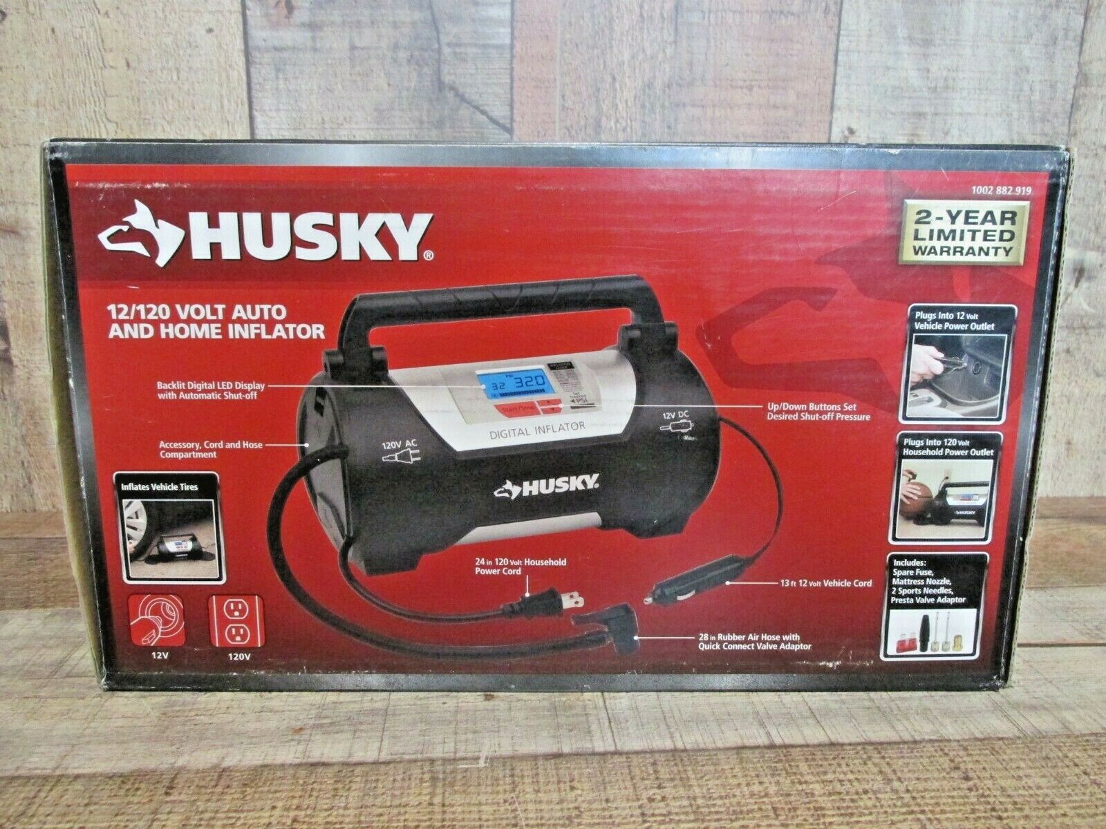 Husky Hd12120b 12/120 Volt Auto Home Tire/air Mattress/balls & Many