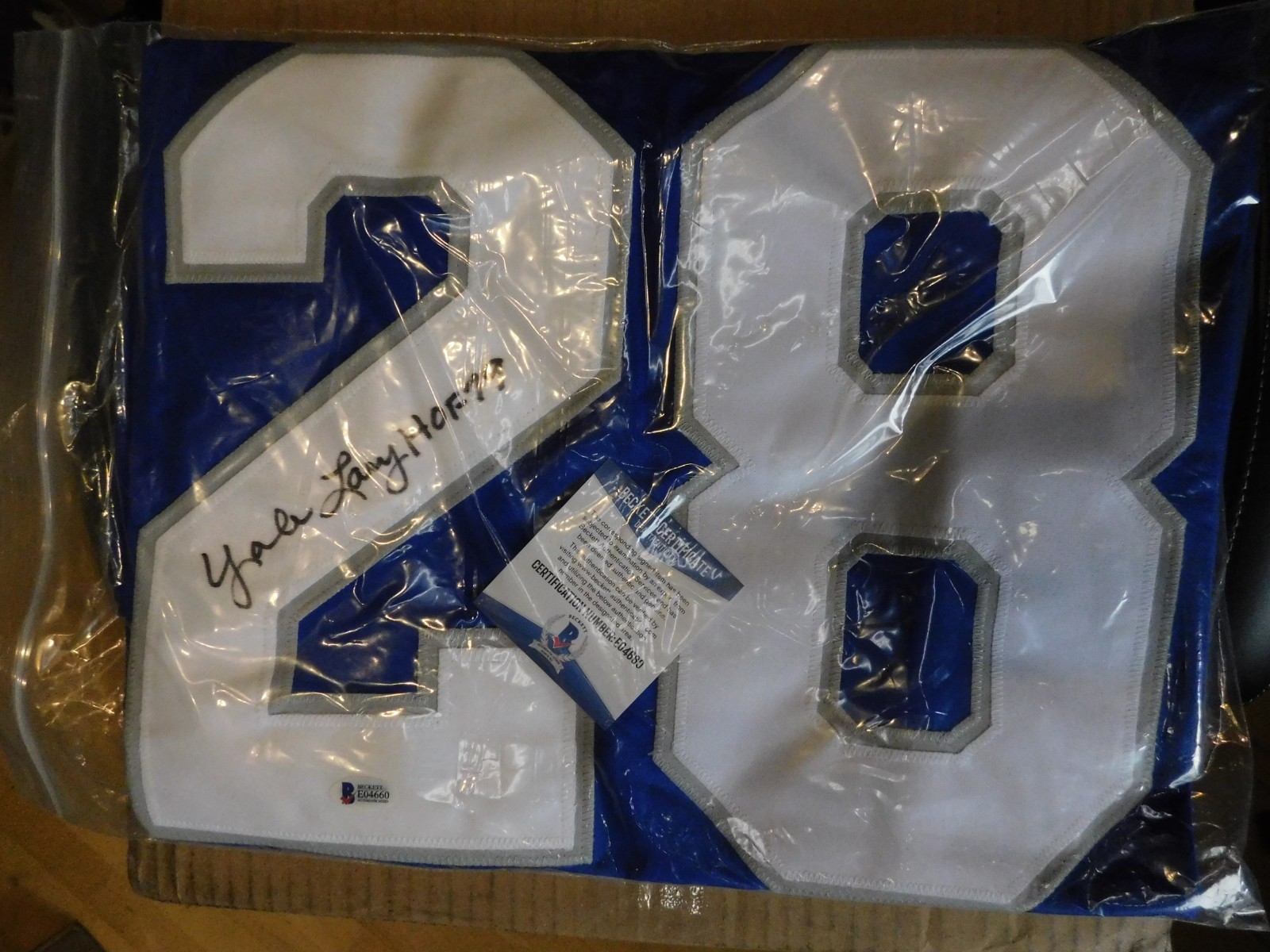 YALE LARY autographed BLUE Pro Style Jersey LIONS HOF 1979 BECKETT COA