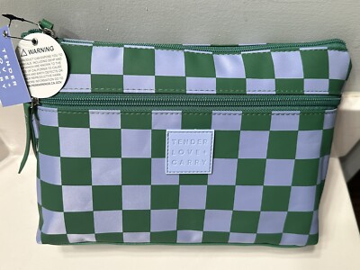 Tender Love + Carry Green Lavender Checkered Bag