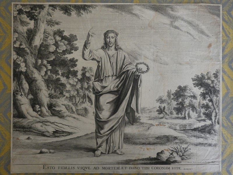 Tres Grande Image Pieuse  Gravure Esto Fifelis Usque ... Par Weyen Xviieme
