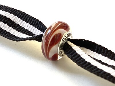 Authentic Pandora Sterling Silver Brown Swirl Murano Charm 790671 ALE