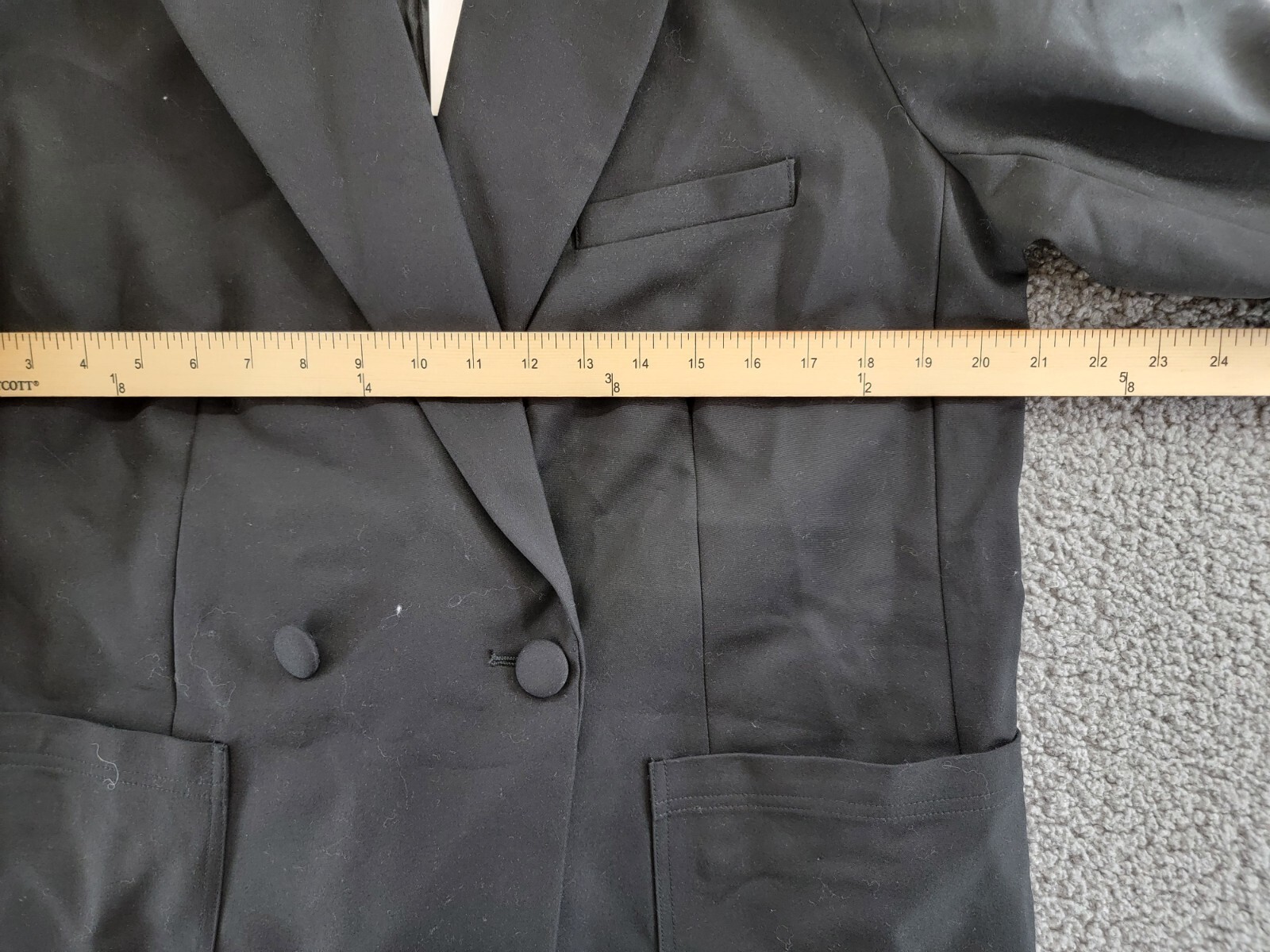 Good American The Boss 2.0 Double Breasted Blazer Women's 2 Black Button Front - Picture 6 of 20
