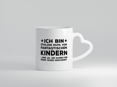 Stolzer Papa | Vatertag Tasse | fantastische Kinder - Herz Tasse Weiß