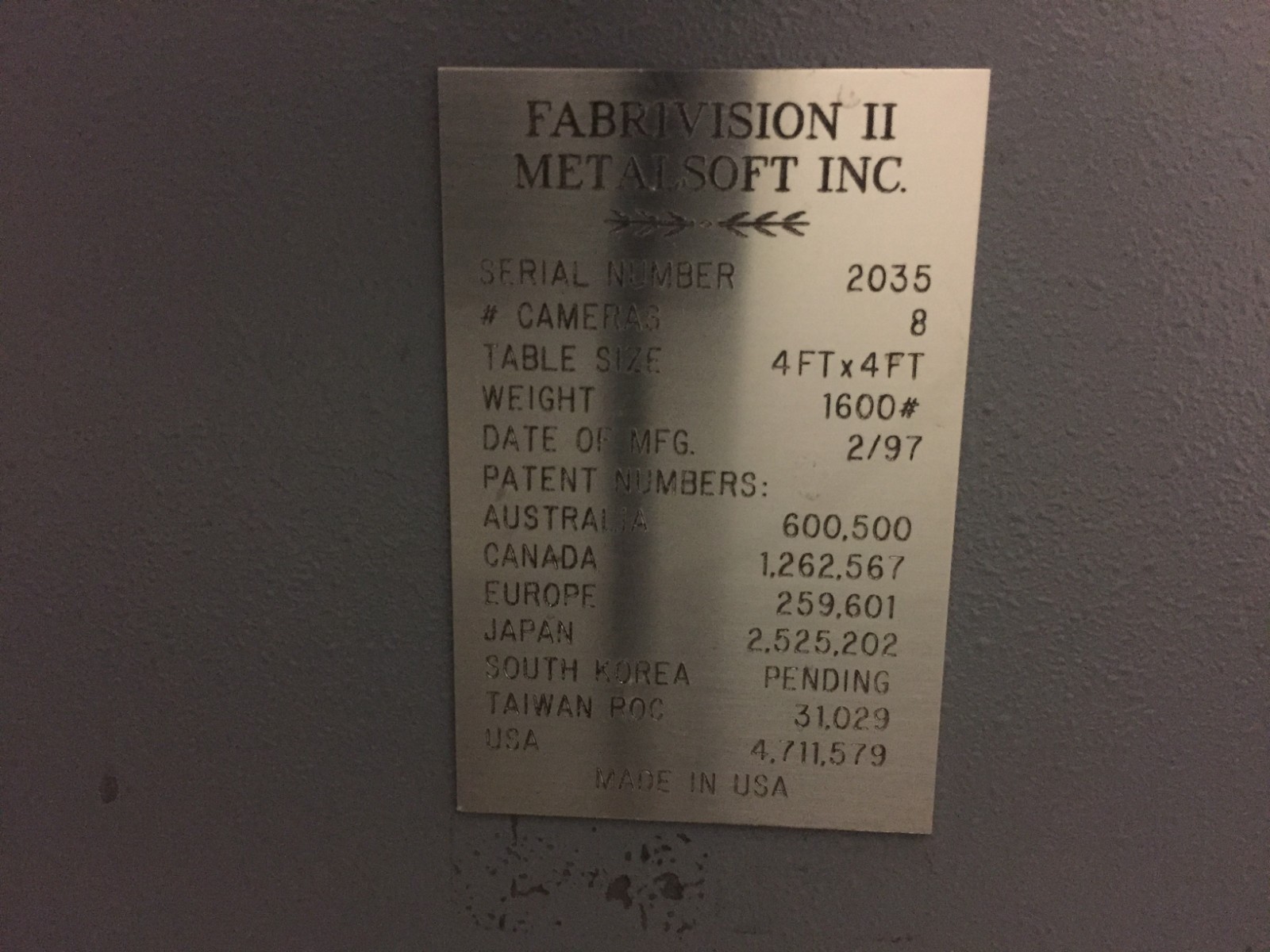 Metalsoft FABRIVISION II inspection machine