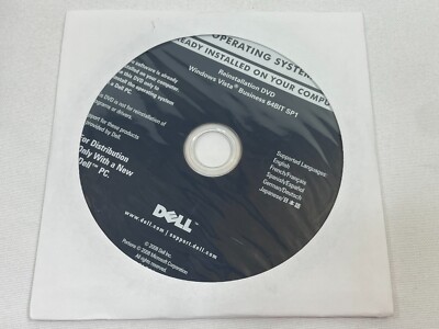 Dell Reinstallation DVD Microsoft Windows Vista Business 64BIT SP1 Software NEW