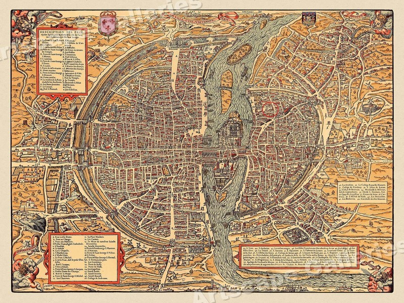 フランスアンティーク　MAP アンティークの世界地図 フランスとイギリス 写真素材 [ 5006144