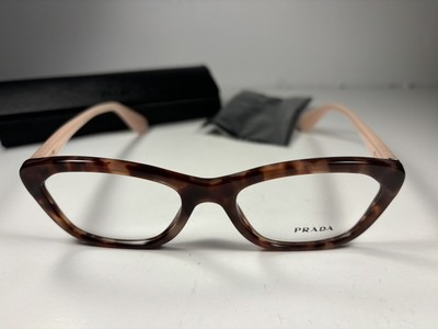   New! PRADA VPR 03Q Eyeglasses UE0-1O1 Mosaic Peach Cat Eye Frames 52/18/140
