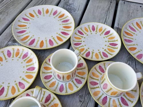 Red Wing Pottery Pepe 20-Piece Set for 5 Dinner Salad Plates Cups Saucers