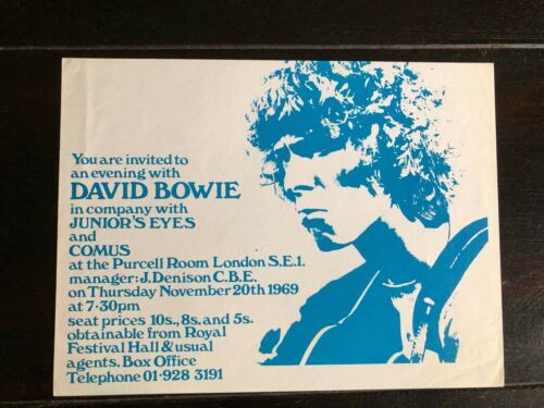David Bowie 1969 London, England "Space Oddity" Concert Handbill. Super Rare