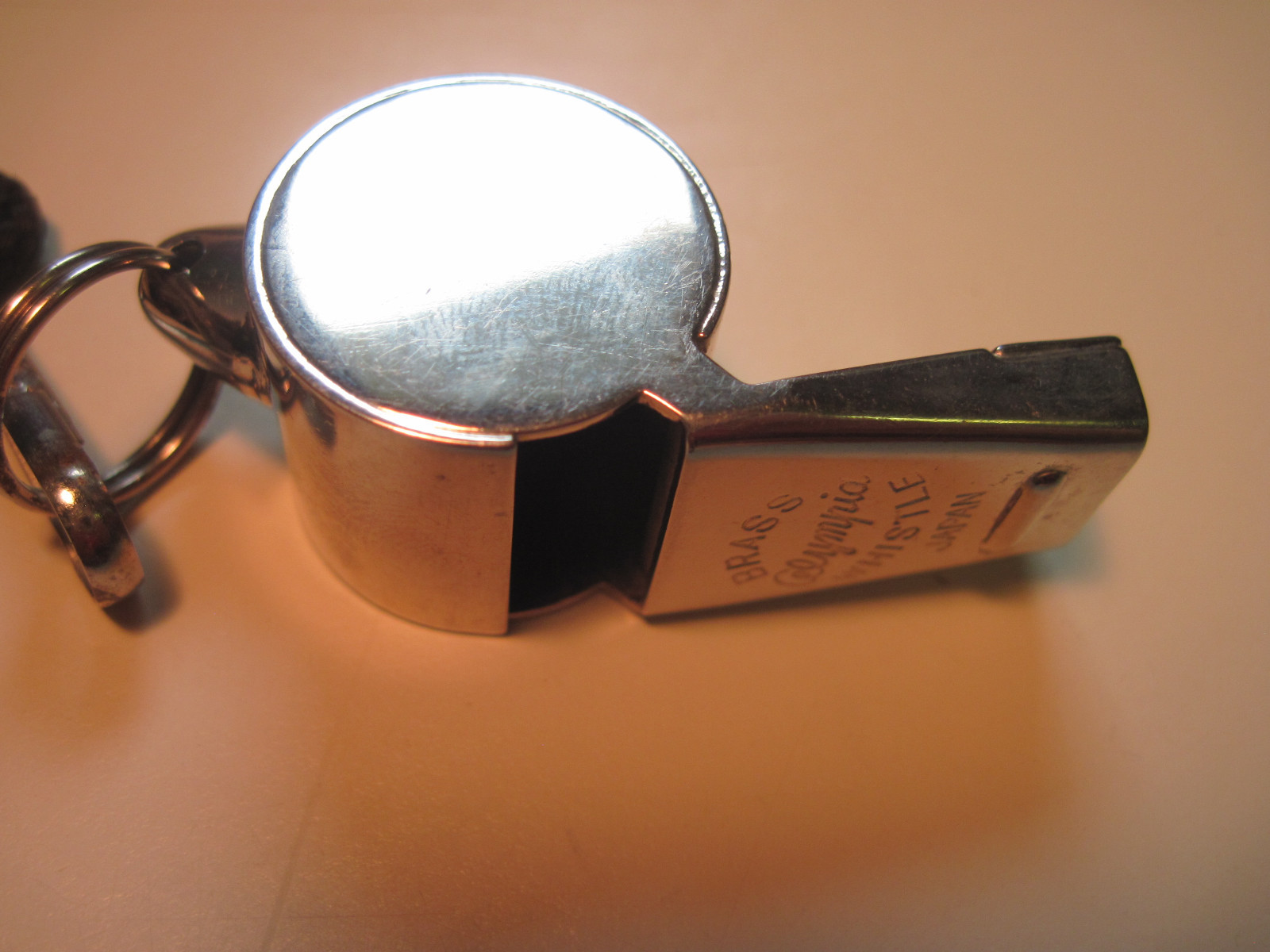 Olympia Chrome plated Brass whistle and lanyard Japan